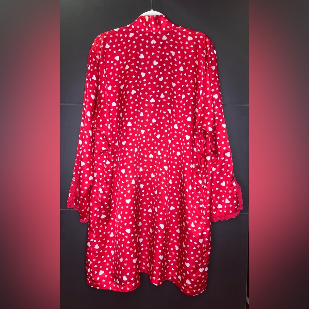 Silk red/white/pink heart spotted robe